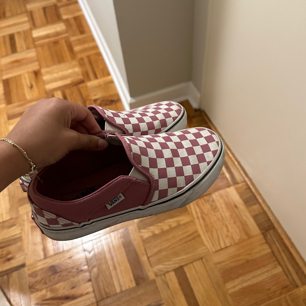 pink checkered vans, size 7